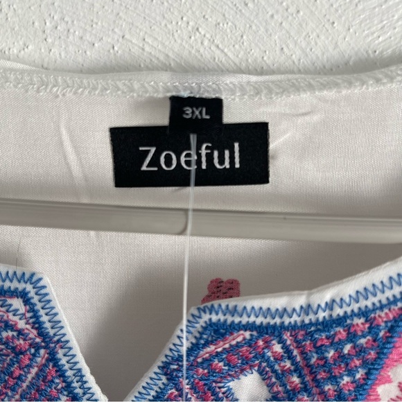 Zoeful women’s embroidered blouse size 3X NWT gives Johnny was vibes boho - Picture 4 of 16